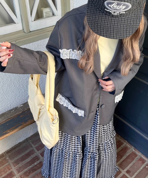 WC（ダブル シー）の「レースポイントオーバージャケット（テーラードジャケット・レディース・グレー/ブラック・FREE）」の8枚目の写真