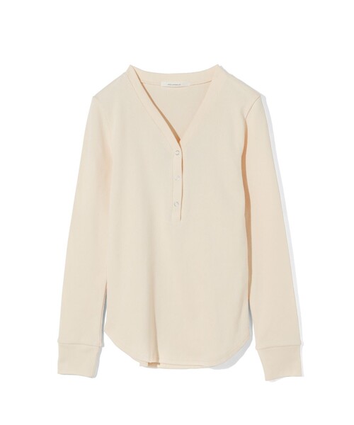MIDIUMISOLID(ミディウミソリッド)の「MIDIUMISOLID for Ladies リブヘンリーネックプルオーバー(Tシャツ/カットソー・レディース・ブラック/ライトグレー/キナリ・FREE)」の4枚目の写真