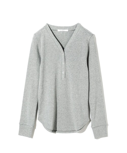 MIDIUMISOLID(ミディウミソリッド)の「MIDIUMISOLID for Ladies リブヘンリーネックプルオーバー(Tシャツ/カットソー・レディース・ブラック/ライトグレー/キナリ・FREE)」の5枚目の写真