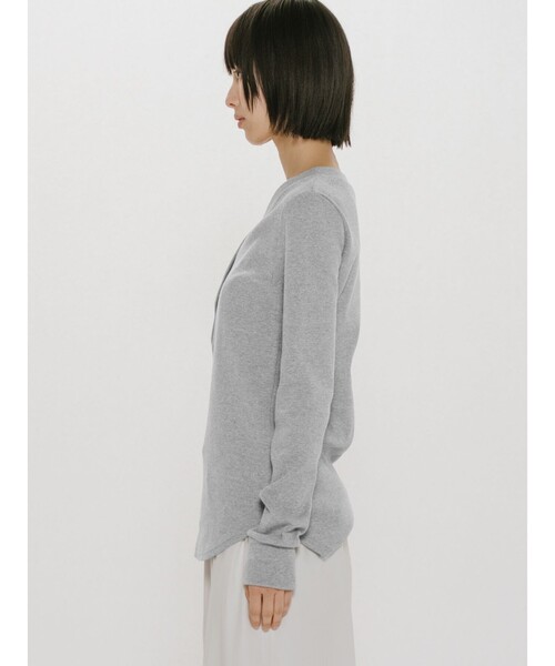 MIDIUMISOLID(ミディウミソリッド)の「MIDIUMISOLID for Ladies リブヘンリーネックプルオーバー(Tシャツ/カットソー・レディース・ブラック/ライトグレー/キナリ・FREE)」の10枚目の写真