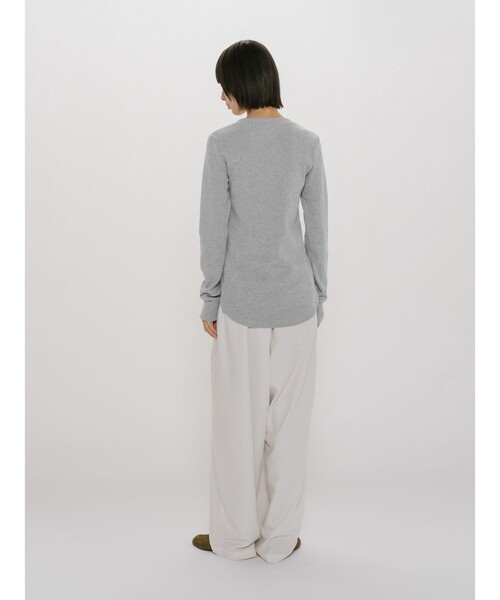 MIDIUMISOLID(ミディウミソリッド)の「MIDIUMISOLID for Ladies リブヘンリーネックプルオーバー(Tシャツ/カットソー・レディース・ブラック/ライトグレー/キナリ・FREE)」の15枚目の写真