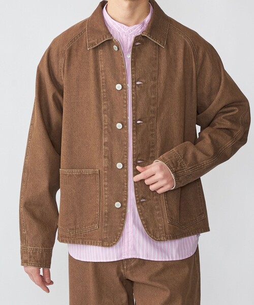 SHIPS（シップス）の「SHIPS: カラーデニム チョアジャケット（デニムジャケット・メンズ・ブラウン/ナチュラル・X-LARGE/LARGE/MEDIUM）」の2枚目の写真
