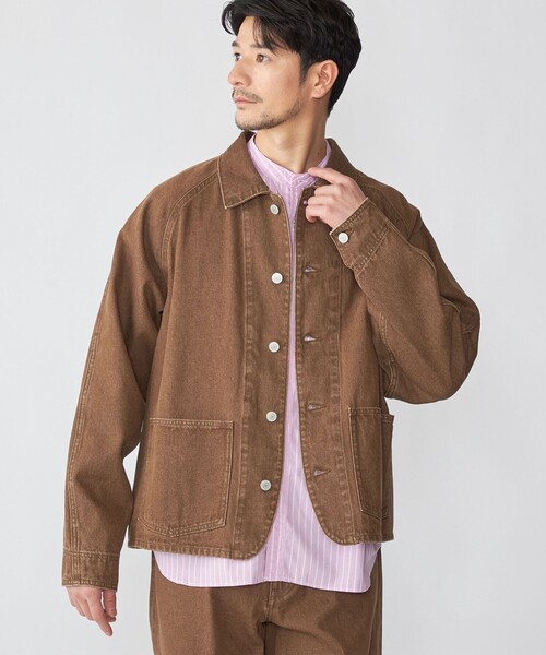 SHIPS（シップス）の「SHIPS: カラーデニム チョアジャケット（デニムジャケット・メンズ・ブラウン/ナチュラル・X-LARGE/LARGE/MEDIUM）」の7枚目の写真