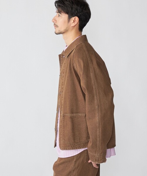 SHIPS（シップス）の「SHIPS: カラーデニム チョアジャケット（デニムジャケット・メンズ・ブラウン/ナチュラル・X-LARGE/LARGE/MEDIUM）」の8枚目の写真