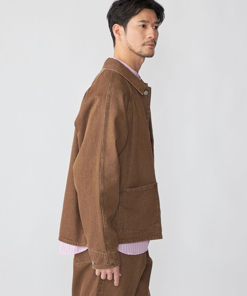 SHIPS（シップス）の「SHIPS: カラーデニム チョアジャケット（デニムジャケット・メンズ・ブラウン/ナチュラル・X-LARGE/LARGE/MEDIUM）」の10枚目の写真