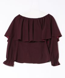【Maunaloa】ワイドフリルシャーリングブラウス 長袖