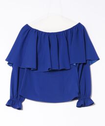【Maunaloa】ワイドフリルシャーリングブラウス 長袖