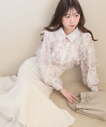 MAJESTIC LEGON | 襟付きエアリーフリルブラウス(シャツ/ブラウス)