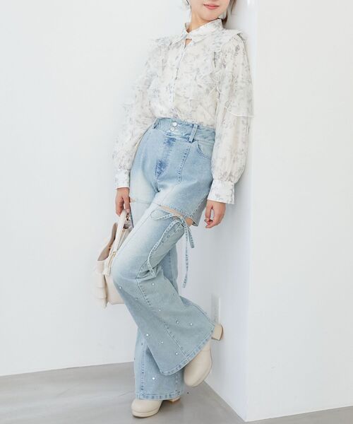 MAJESTIC LEGON（マジェスティックレゴン）の「襟付きエアリーフリルブラウス（シャツ/ブラウス・レディース・グレー系その他/ピンク/ベージュ系その他2/アイボリー・MEDIUM）」の7枚目の写真