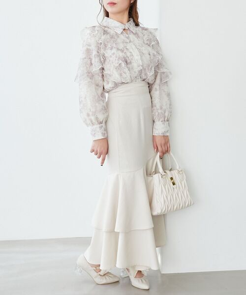 MAJESTIC LEGON（マジェスティックレゴン）の「襟付きエアリーフリルブラウス（シャツ/ブラウス・レディース・グレー系その他/ピンク/ベージュ系その他2/アイボリー・MEDIUM）」の19枚目の写真