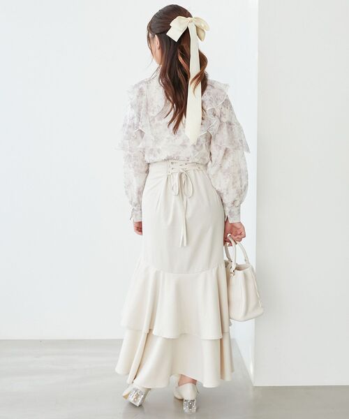 MAJESTIC LEGON（マジェスティックレゴン）の「襟付きエアリーフリルブラウス（シャツ/ブラウス・レディース・グレー系その他/ピンク/ベージュ系その他2/アイボリー・MEDIUM）」の20枚目の写真