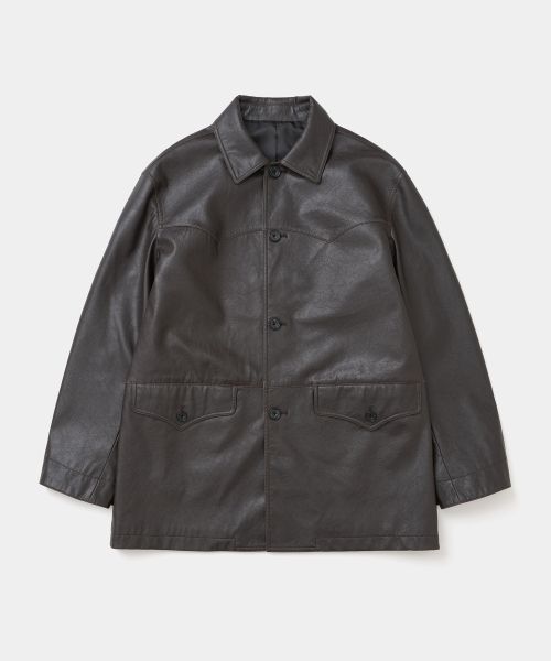 UNIFORM BRIDGE(ユニフォームブリッジ)の「faux leather western car coat brown(ライダースジャケット・メンズ・その他・SMALL/MEDIUM/LARGE/X-LARGE/XX-LARGE)」の1枚目の写真