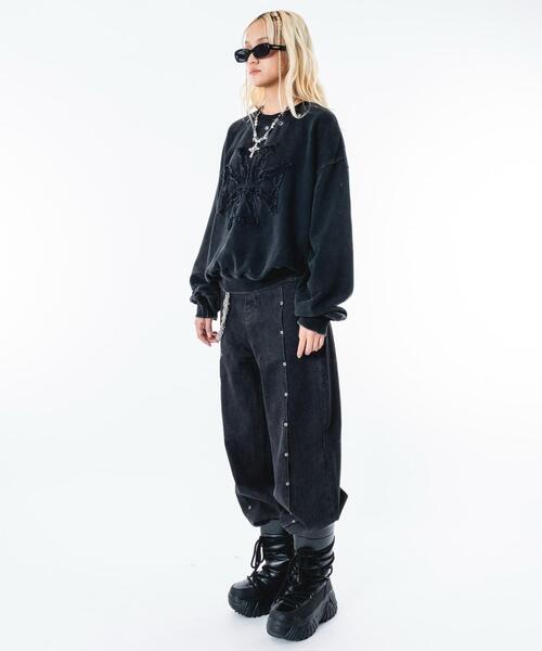 SHORT ROUND(ショートラウンド)の「SHORT ROUND/【26年春夏新作】ブリーチハトメロゴプルオーバー(スウェット・メンズ・グレー/ブラック系その他・MEDIUM/LARGE)」の6枚目の写真