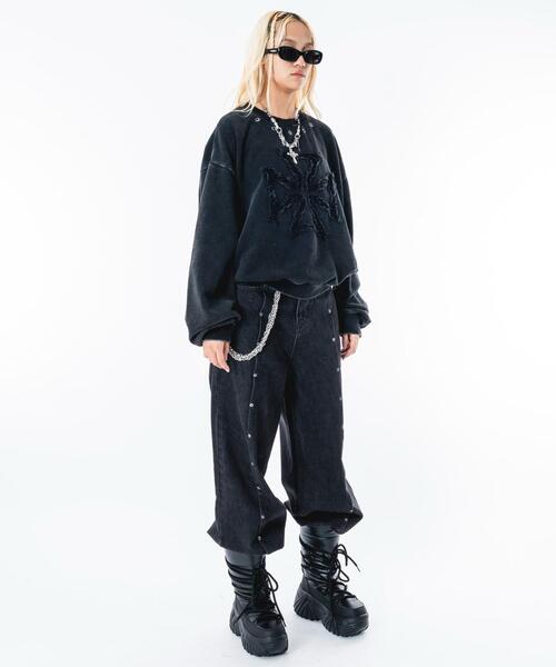 SHORT ROUND(ショートラウンド)の「SHORT ROUND/【26年春夏新作】ブリーチハトメロゴプルオーバー(スウェット・メンズ・グレー/ブラック系その他・MEDIUM/LARGE)」の8枚目の写真