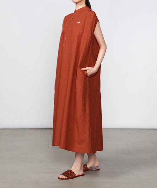 DANTON(ダントン)の「DANTON | コットンリネン スリーブレスシャツワンピース WOMEN(シャツワンピース・レディース・オレンジ/ブラック・36)」の8枚目の写真