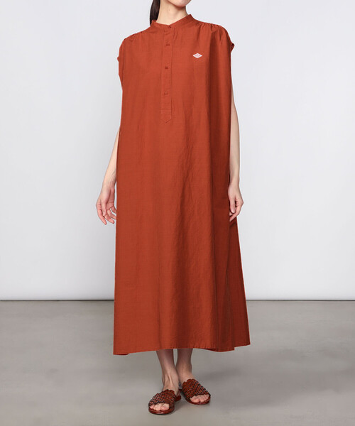 DANTON(ダントン)の「DANTON | コットンリネン スリーブレスシャツワンピース WOMEN(シャツワンピース・レディース・オレンジ/ブラック・36)」の7枚目の写真