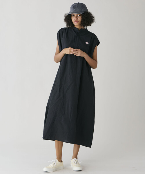 DANTON(ダントン)の「DANTON | コットンリネン スリーブレスシャツワンピース WOMEN(シャツワンピース・レディース・オレンジ/ブラック・36)」の5枚目の写真