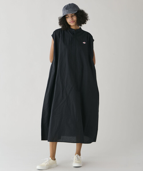 DANTON(ダントン)の「DANTON | コットンリネン スリーブレスシャツワンピース WOMEN(シャツワンピース・レディース・オレンジ/ブラック・36)」の6枚目の写真