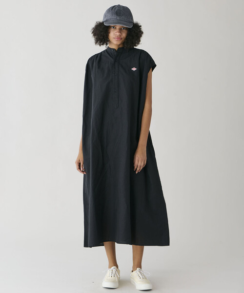 DANTON(ダントン)の「DANTON | コットンリネン スリーブレスシャツワンピース WOMEN(シャツワンピース・レディース・オレンジ/ブラック・36)」の1枚目の写真