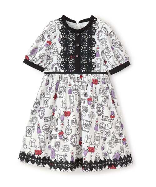 ANNA SUI mini(アナスイ・ミニ)の「主役級コスメ柄ワンピース【接触冷感・吸水速乾・UVカット】(ワンピース・キッズ・ホワイト・130cm/120cm/160cm/150cm/140cm)」の4枚目の写真
