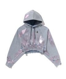 ABC CAMO CRYSTAL STONE SHARK CROPPED FULL ZIP HOODIE（パーカー
