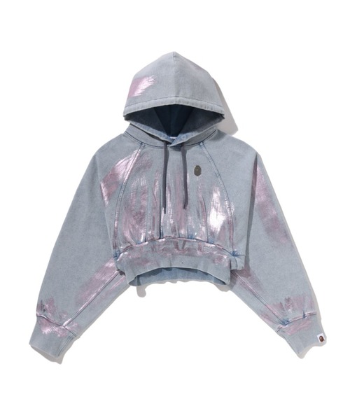 A BATHING APE(アベイシングエイプ)の「FOIL WASHED ONE POINT PULLOVER HOODIE(パーカー・レディース・ライトインディゴブルー・SMALL/MEDIUM)」の1枚目の写真