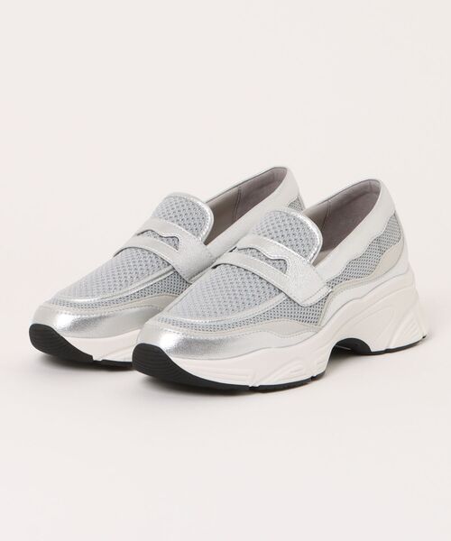 tsumori chisato WALK（ツモリチサトウォーク）の「厚底ニットローファースニーカー（スニーカー・レディース・シルバー/ブラック・23.5cm/23.0cm/22.5cm/24.5cm/24.0cm）」の2枚目の写真