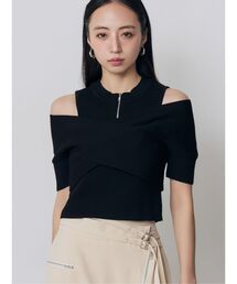 MURUA | ZIPカシュクールハーフニット(ニット/セーター)