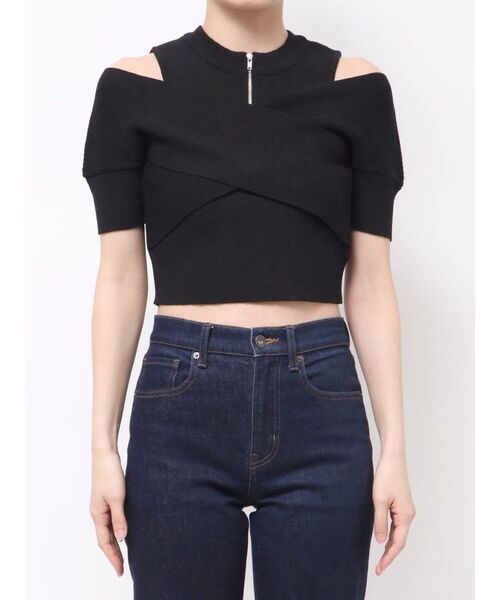 MURUA（ムルーア）の「ZIPカシュクールハーフニット（ニット/セーター・レディース・ブラック/ベージュ/ブルー/ダークオレンジ・FREE）」の9枚目の写真