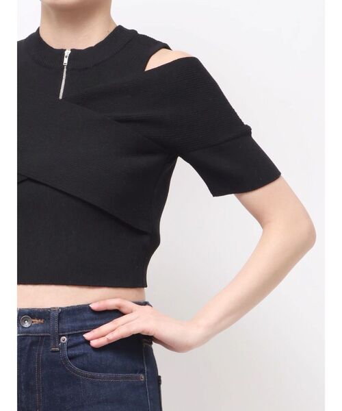 MURUA（ムルーア）の「ZIPカシュクールハーフニット（ニット/セーター・レディース・ブラック/ベージュ/ブルー/ダークオレンジ・FREE）」の13枚目の写真