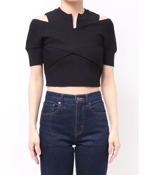 MURUA（ムルーア）の「ZIPカシュクールハーフニット（ニット/セーター・レディース・ブラック/ベージュ/ブルー/ダークオレンジ・FREE）」の16枚目の写真