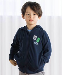 BeBe | 【抗菌防臭・UVカット】ミラノリブワッペン付きフード長袖ZIPカーディガン(90~130cm)(パーカー)