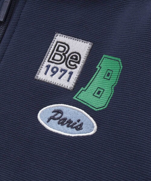 BeBe（ベベ）の「【抗菌防臭・UVカット】ミラノリブワッペン付きフード長袖ZIPカーディガン(90~130cm)（パーカー・キッズ・ネイビー/グレー・S/M/L/XS）」の8枚目の写真