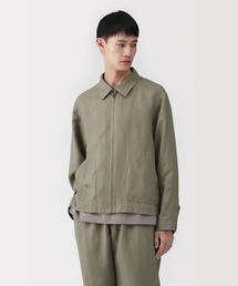 〔MUJI Labo〕紳士 リネンリヨセル ジップアップワークシャツ