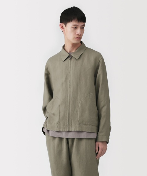 MUJI Labo〕紳士 リネンリヨセル ジップアップワークシャツ（シャツ