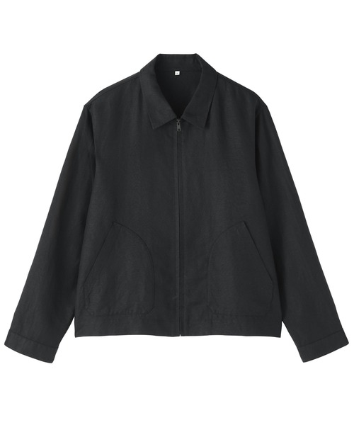 新品未使用品‼️⭐️MUJI labo⭐️ジップアップワークシャツ黒Ⓜ️size MUJI Labo〕紳士 リネンリヨセル ジップアップワークシャツ（シャツ