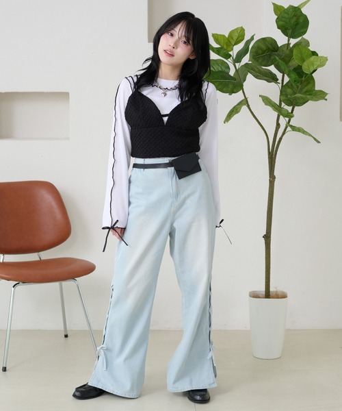 kutir（クティール）の「メローリボントップス（Tシャツ/カットソー・レディース・ネイビー/グレー/オフホワイト/レッド/ブラック/アイボリー・FREE）」の10枚目の写真