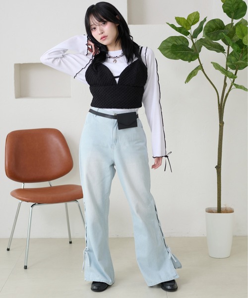 kutir（クティール）の「メローリボントップス（Tシャツ/カットソー・レディース・ネイビー/グレー/オフホワイト/レッド/ブラック/アイボリー・FREE）」の11枚目の写真