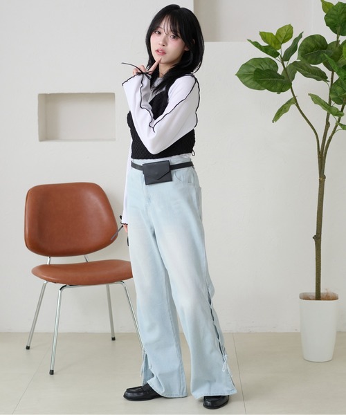 kutir（クティール）の「メローリボントップス（Tシャツ/カットソー・レディース・ネイビー/グレー/オフホワイト/レッド/ブラック/アイボリー・FREE）」の12枚目の写真