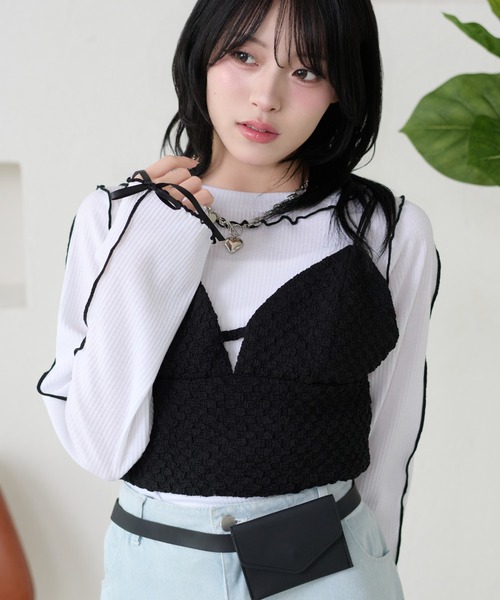 kutir（クティール）の「メローリボントップス（Tシャツ/カットソー・レディース・ネイビー/グレー/オフホワイト/レッド/ブラック/アイボリー・FREE）」の7枚目の写真