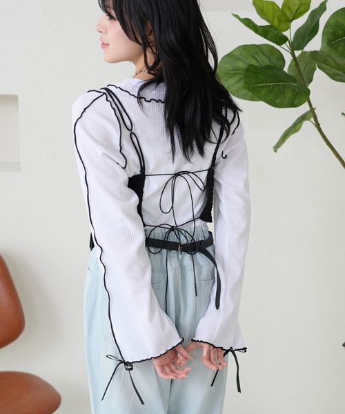 kutir（クティール）の「メローリボントップス（Tシャツ/カットソー・レディース・ネイビー/グレー/オフホワイト/レッド/ブラック/アイボリー・FREE）」の9枚目の写真