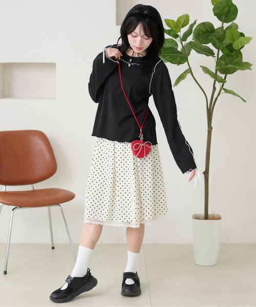 kutir(クティール)の「メローリボントップス(Tシャツ/カットソー・レディース・ネイビー/グレー/オフホワイト/レッド/ブラック/アイボリー・FREE)」の19枚目の写真
