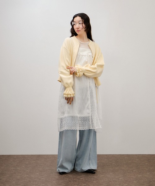 ADAM ET ROPE'(アダムエロペ)の「ダブルニットジップカーディガン(カーディガン/ボレロ・レディース・ベージュ系その他3/ダークブラウン・FREE)」の5枚目の写真