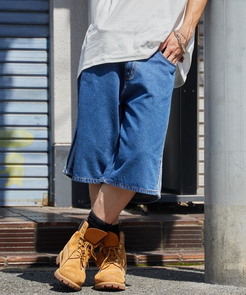 adidas(アディダス)の「adidas/アディダス サイドラインデニムハーフパンツ ジーパン ジーンズ ショートパンツ ショーツ 2026年 夏 夏服(デニムパンツ・メンズ・ブラック/ブルー・32inch/30inch/28inch/34inch/36inch)」の5枚目の写真