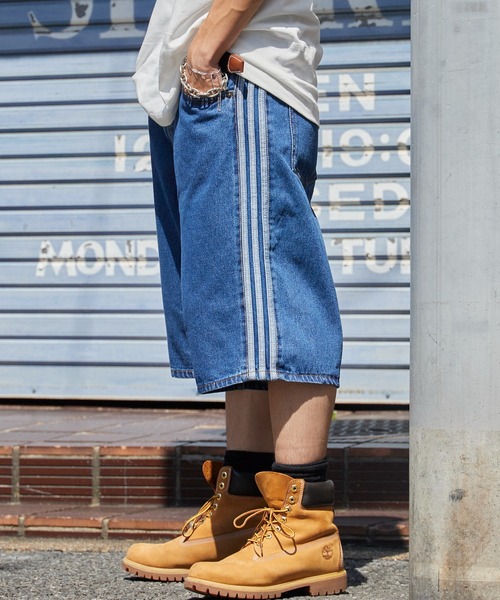 adidas(アディダス)の「adidas/アディダス サイドラインデニムハーフパンツ ジーパン ジーンズ ショートパンツ ショーツ 2026年 夏 夏服(デニムパンツ・メンズ・ブラック/ブルー・32inch/30inch/28inch/34inch/36inch)」の6枚目の写真