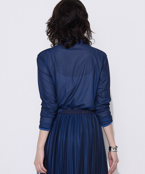 COMME CA（コムサ）の「〔 Sサイズ 〕 ソフトチュール×ウーリー分繊トリコット広巾 プルオーバー（Tシャツ/カットソー・レディース・チャコール・5号）」の3枚目の写真