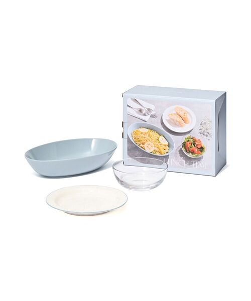 スターター3点セット ランチタイム ブルー 食器 レンジ対応 食洗機対応