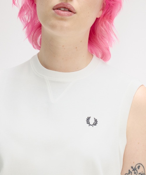 FRED PERRY(フレッドペリー)の「Peached Jersey Tank/ピーチ加工ジャージータンクトップ(Tシャツ/カットソー・レディース・ホワイト・10)」の2枚目の写真