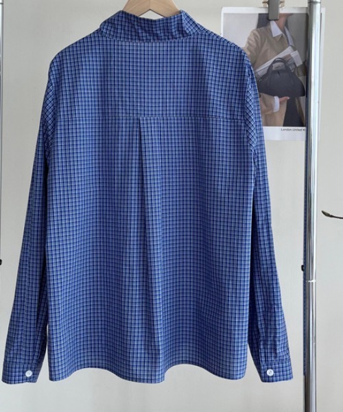 semplice(センプリチェ)の「スタンドカラー チェックシャツ(シャツ/ブラウス・レディース・ブルー・F)」の17枚目の写真