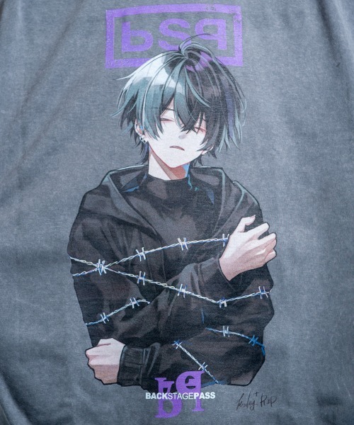 BACKSTAGE PASS(バックステージパス)の「【黒野京×BACKSTAGE PASS コラボ】BARBED ピグメント加工 オーバーサイズ ロンT(Tシャツ/カットソー・メンズ・ライトグレー/ブラック/ダークグレー・FREE)」の14枚目の写真